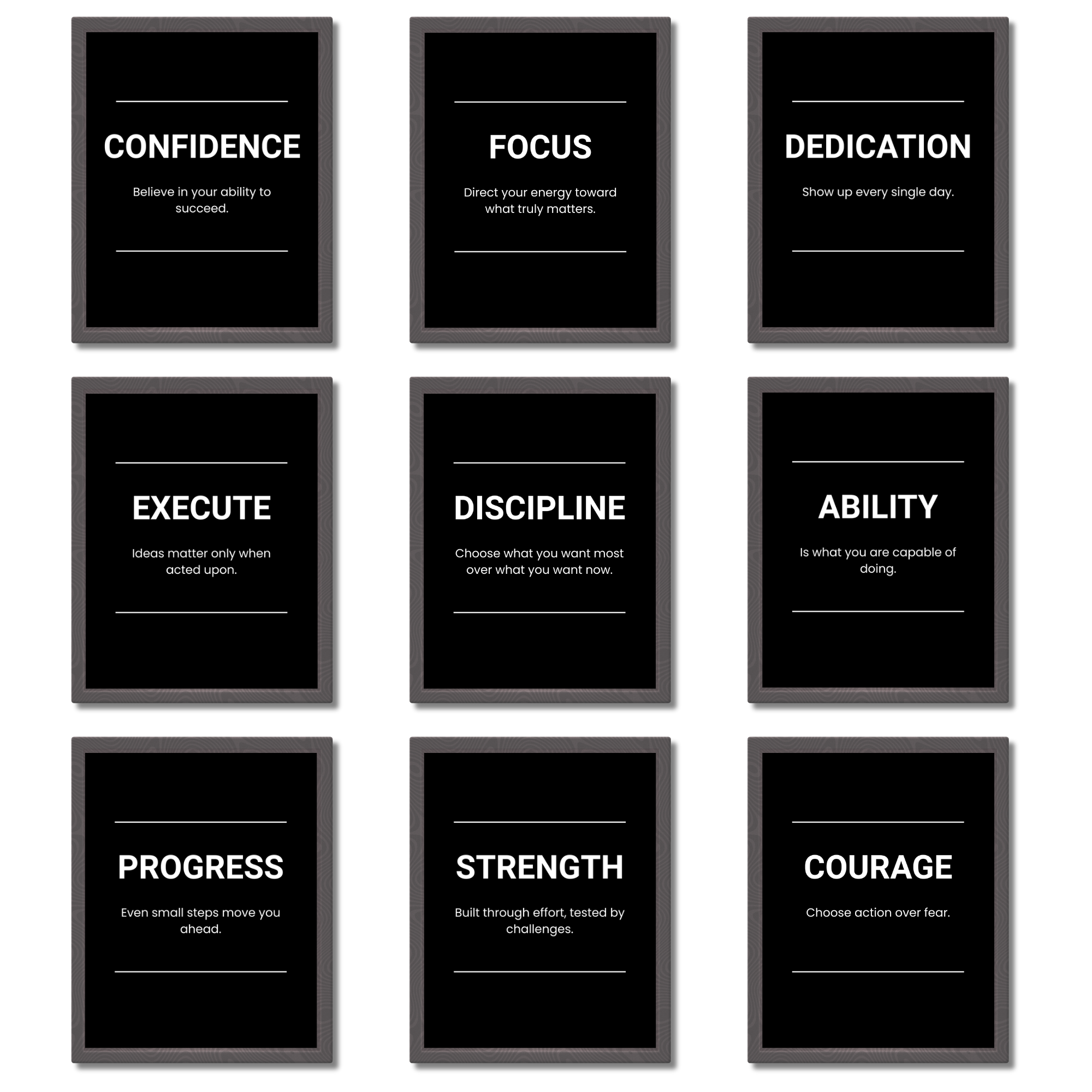 Motivational Poster (Set of 9) – Black