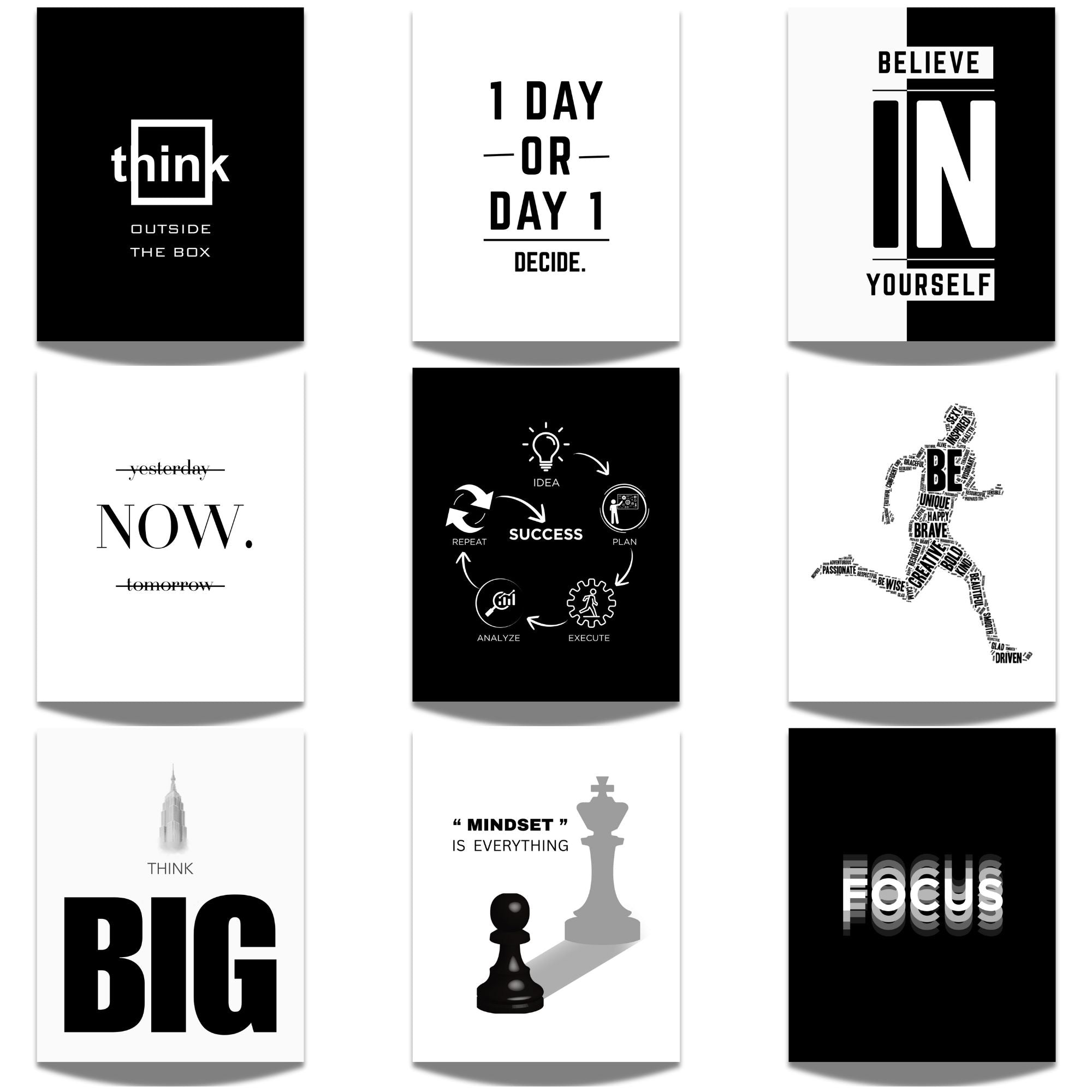 Motivational Poster (Set of 9) – White