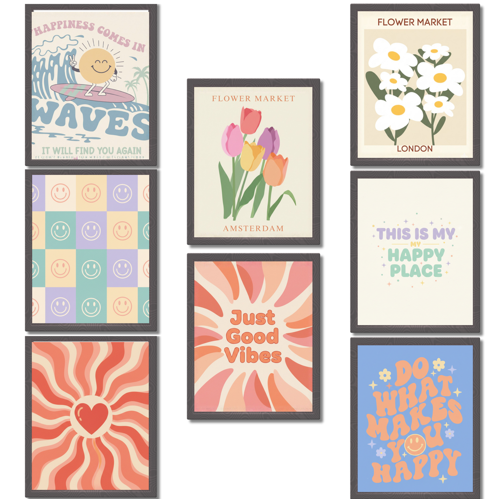 Retro Aesthetic Wall Art Poster (Set of 8)