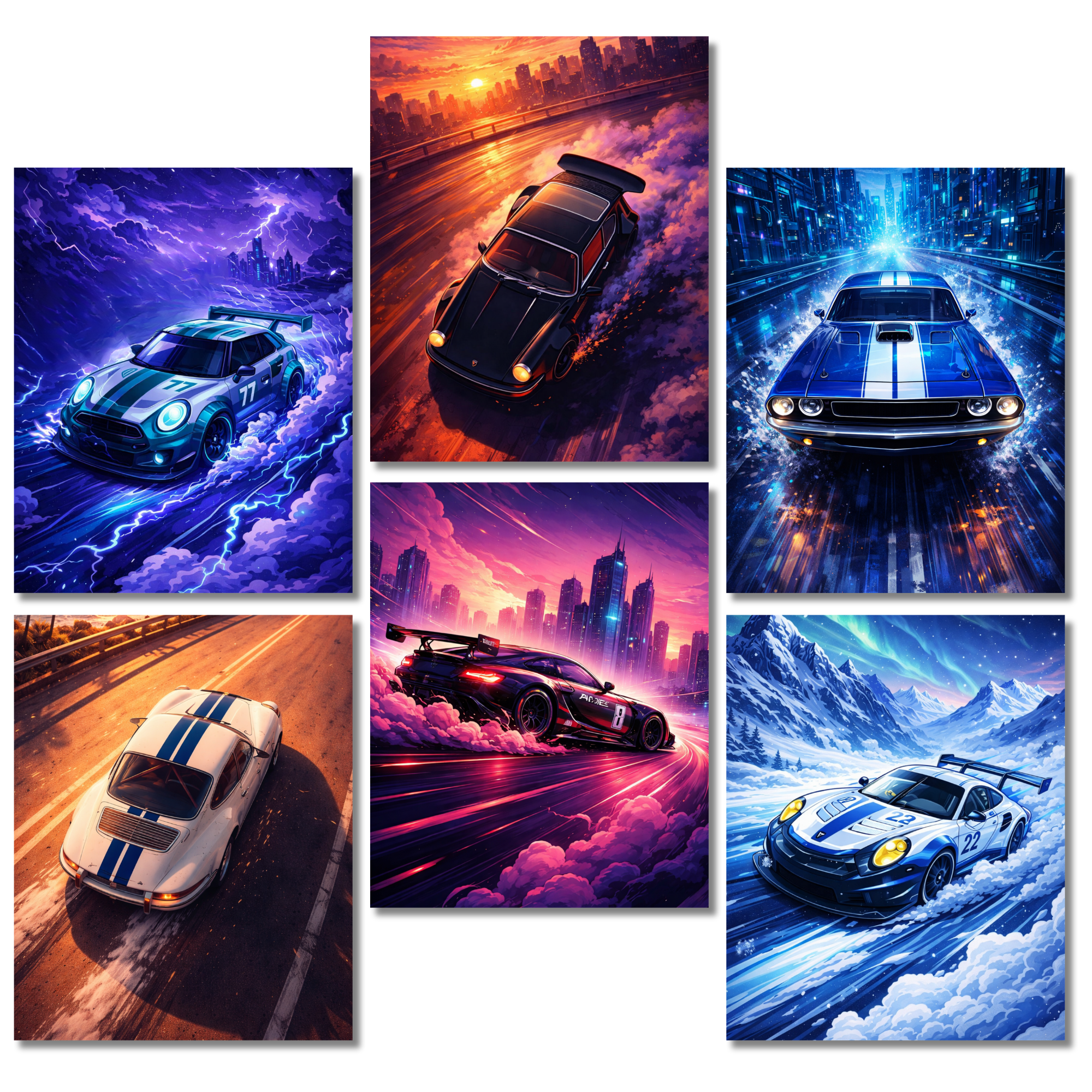 Futuristic Car Poster Set of 6