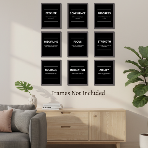 Motivational Poster (Set of 9) – Black