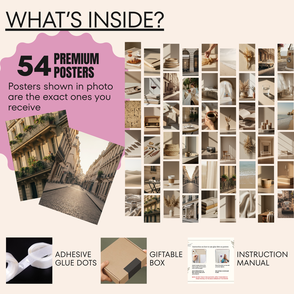 Warm Aesthetic Posters - Minimal Interior Poster (Set of 54)
