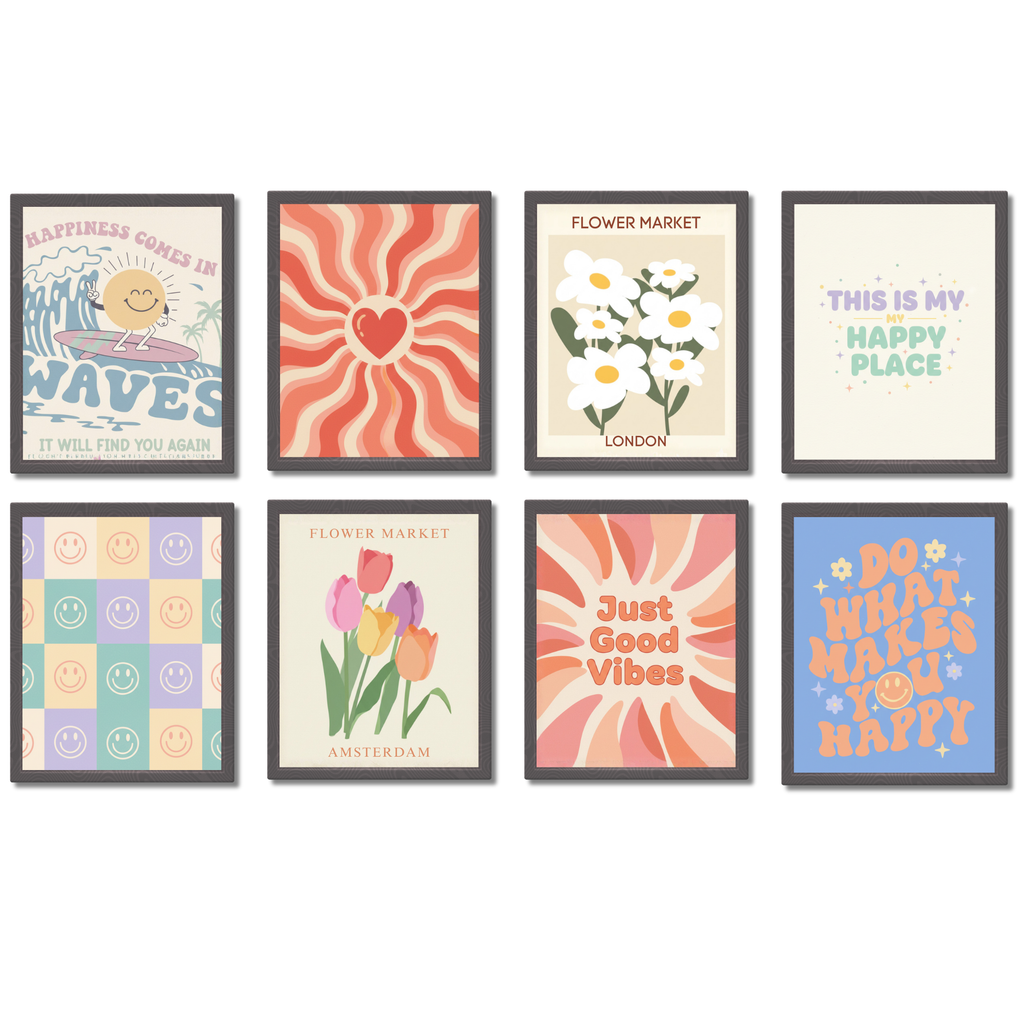 Retro Aesthetic Wall Art Poster (Set of 8)