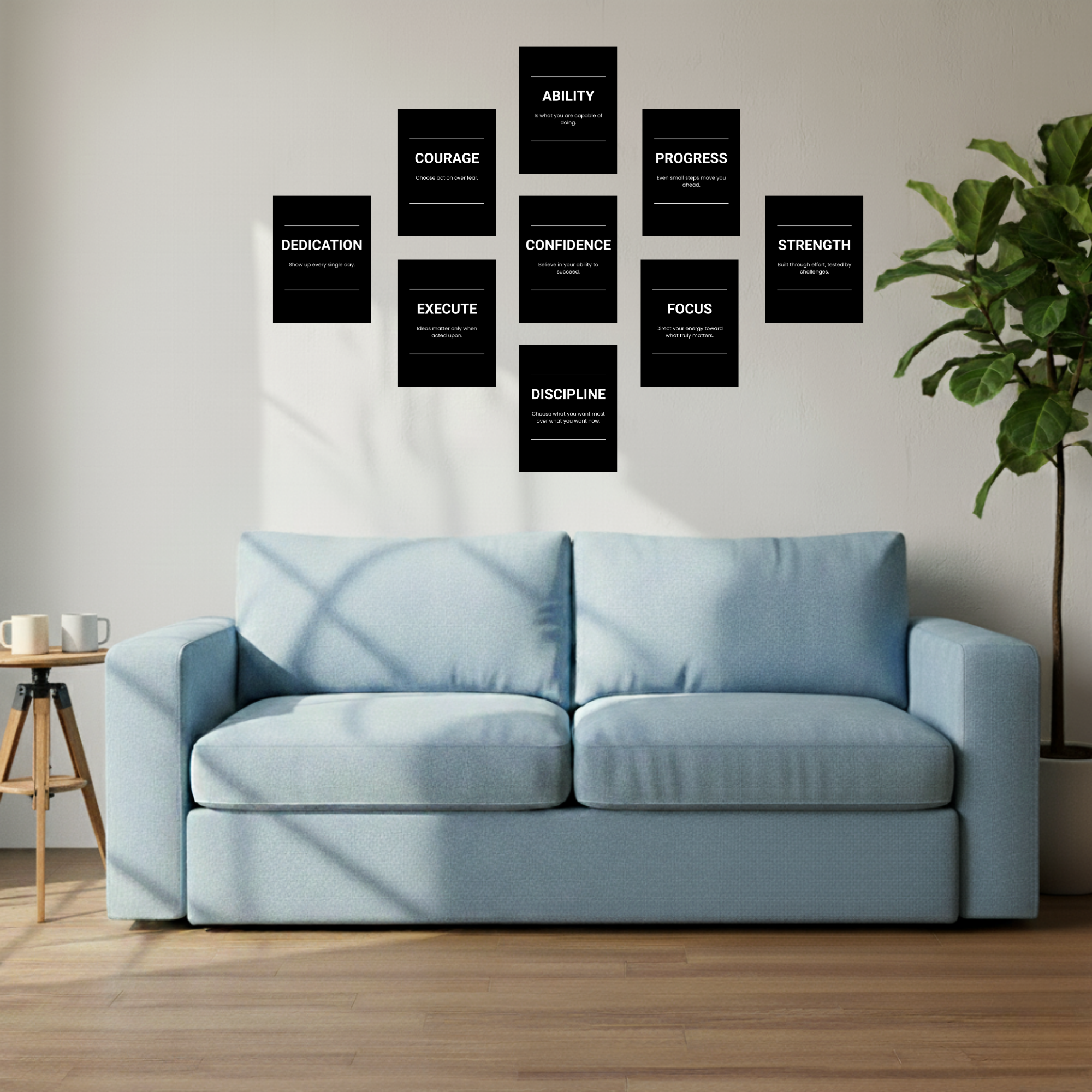 Motivational Poster (Set of 9) – Black