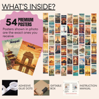 Vintage Travel Posters Set – Retro Tourism Wall Art (Set of 54)