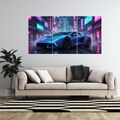 Neon Cyber Supercar – Futuristic Wall Art (Set of 3)