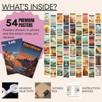 Vintage City Travel Posters – Retro Destination Wall Art (Set of 54)