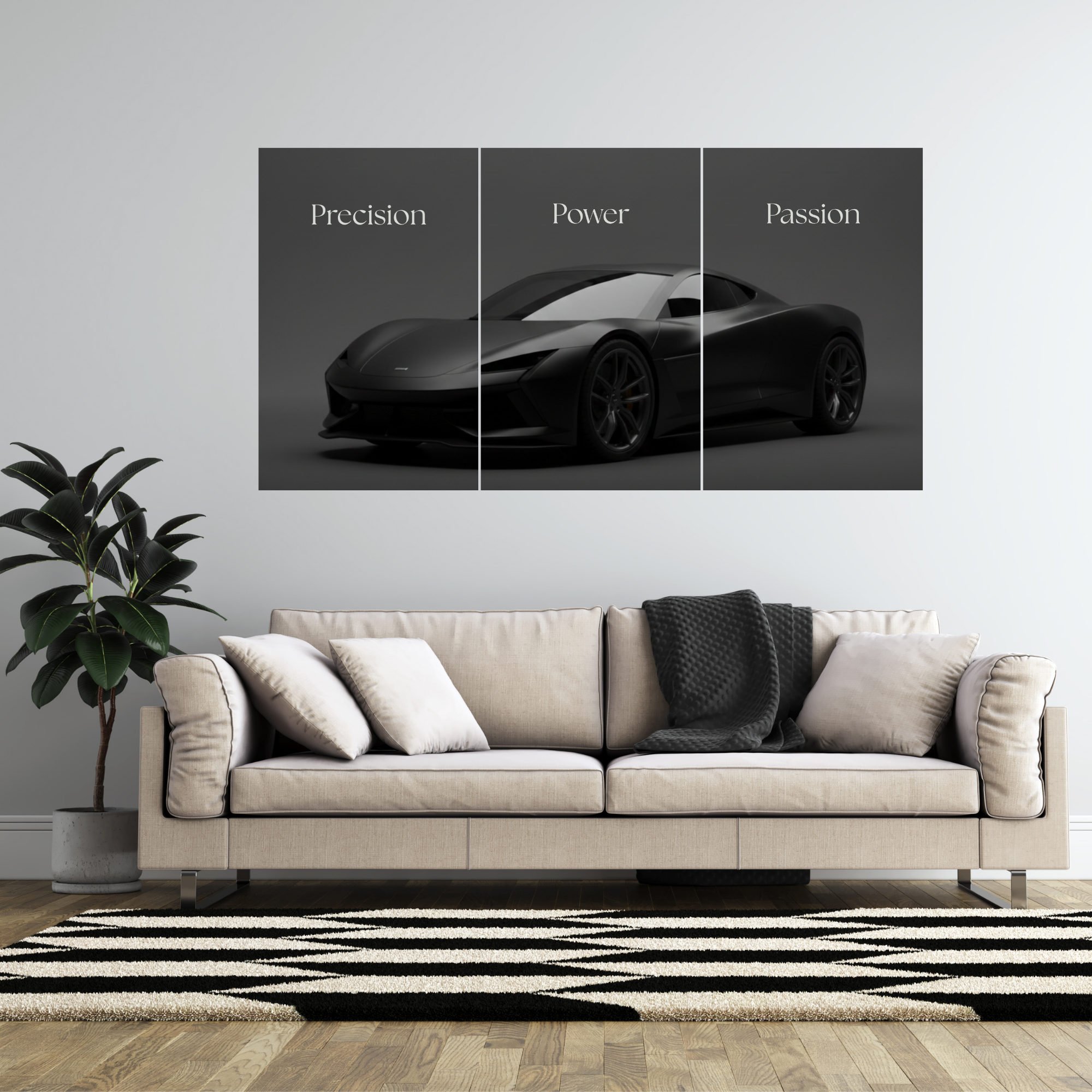Precision Power Passion – Luxury Car Wall Art (Set of 3)