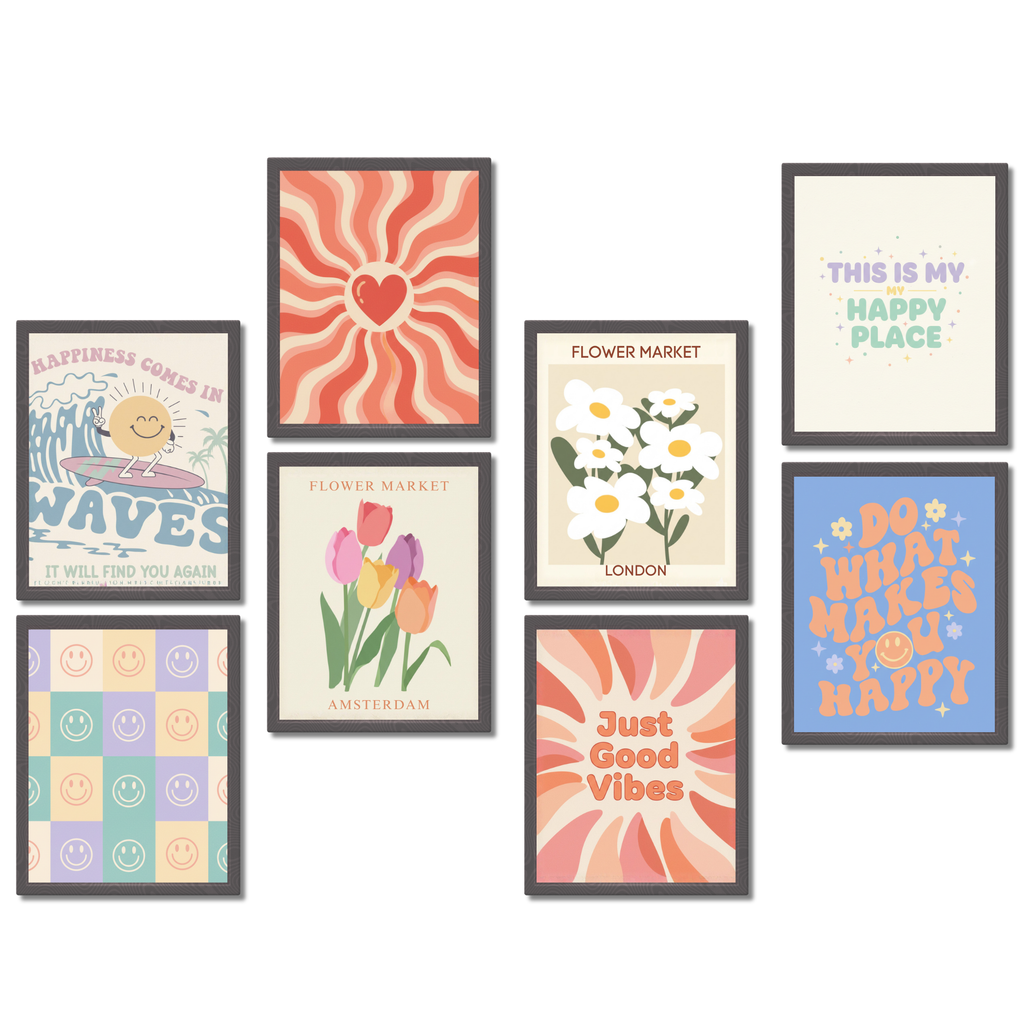 Retro Aesthetic Wall Art Poster (Set of 8)