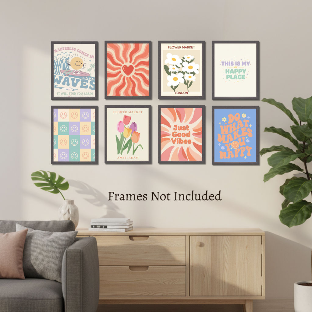 Retro Aesthetic Wall Art Poster (Set of 8)