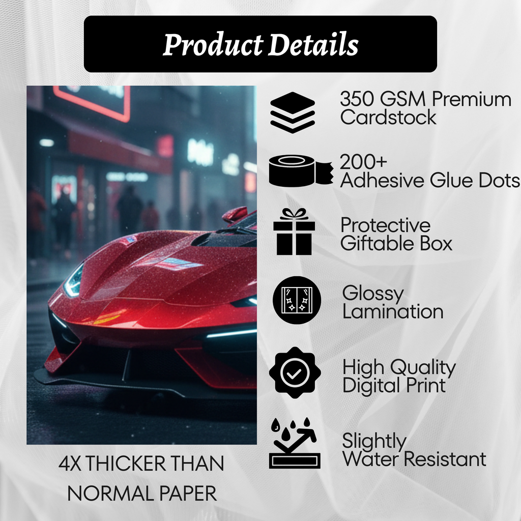 Red Hypercar Night Drive – Luxury Wall Art (Set of 3)