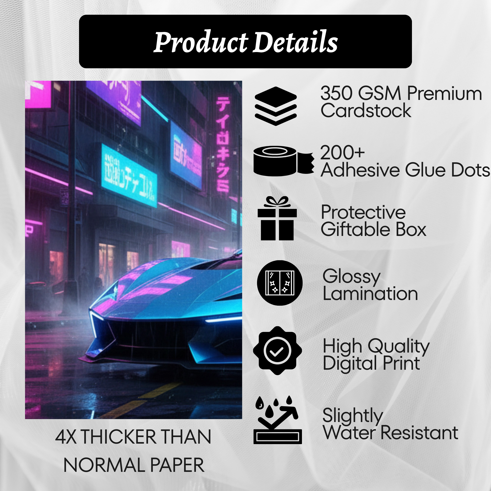 Neon Cyber Supercar – Futuristic Wall Art (Set of 3)