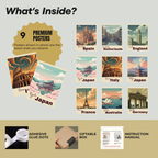 Vintage Country Travel Poster Set of 9