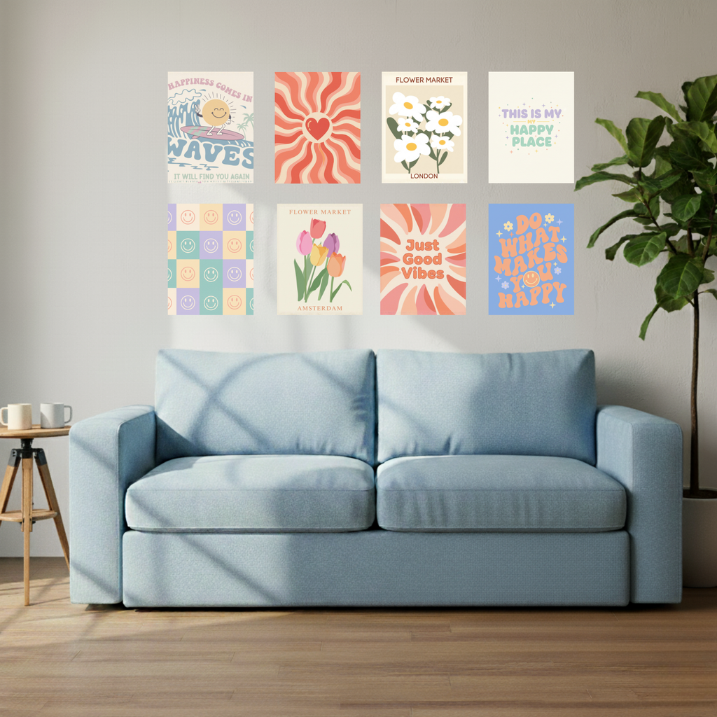 Retro Aesthetic Wall Art Poster (Set of 8)