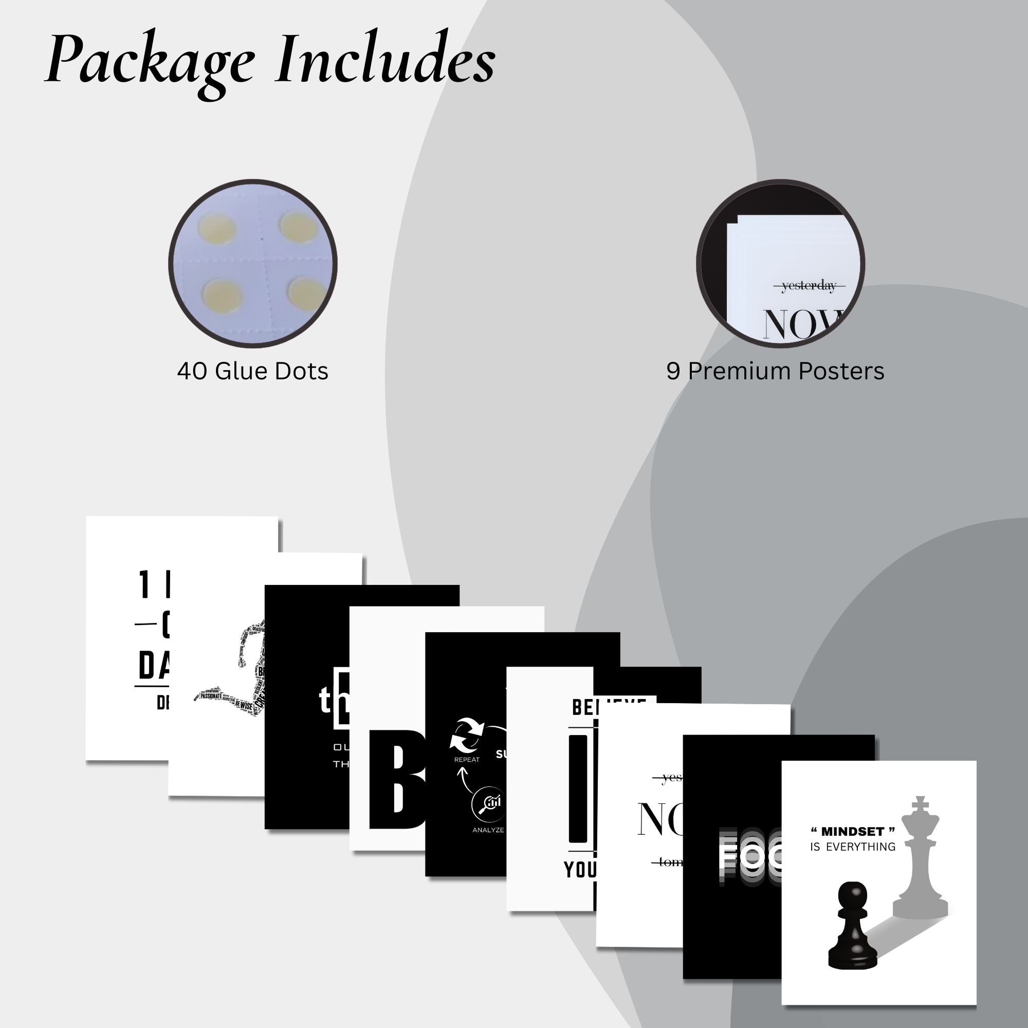 Motivational Poster (Set of 9) – White