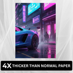 Neon Cyber Supercar – Futuristic Wall Art (Set of 3)