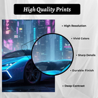 Neon Cyber Supercar – Futuristic Wall Art (Set of 3)