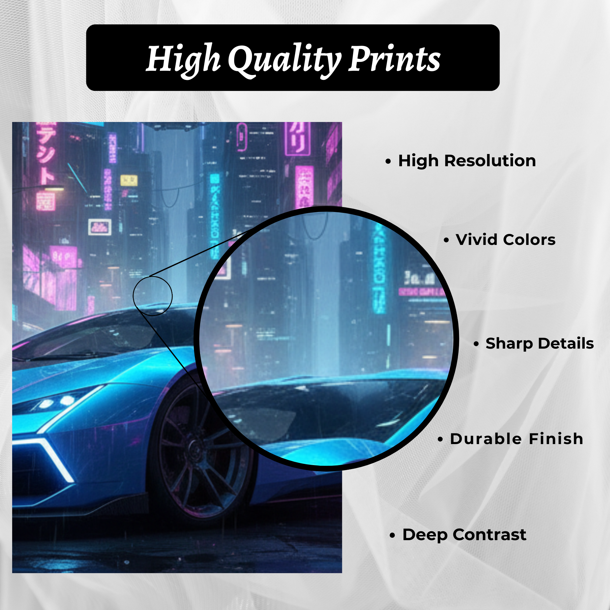 Neon Cyber Supercar – Futuristic Wall Art (Set of 3)